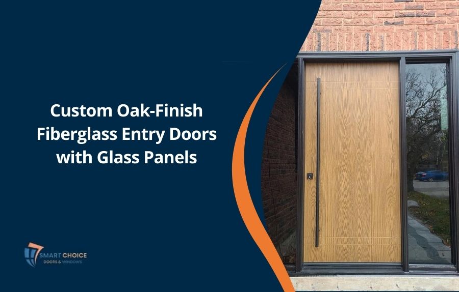 Custom Oak-Finish Fiberglass Entry Doors with Glass Panels