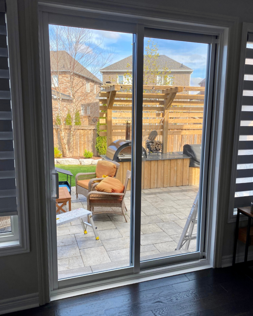 Black 2 panel sliding doors bringing more light into a Toronto interior