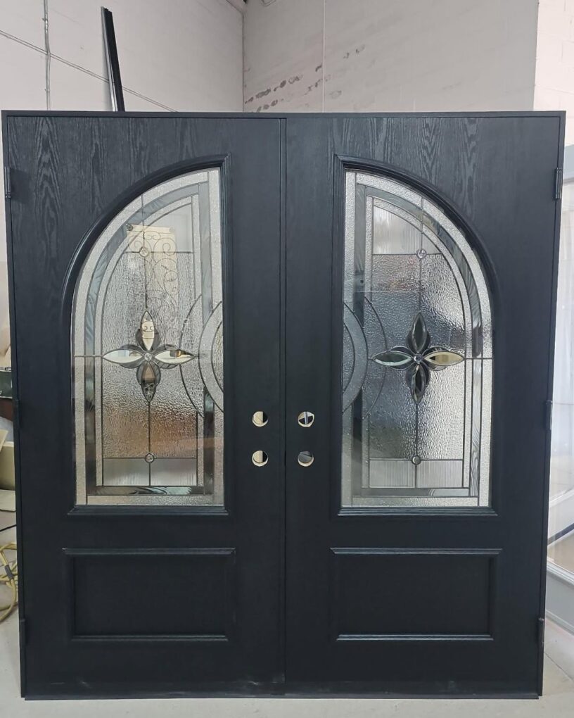 Black Fiberglass Double Entry Doors for a New Jersey Home (1)