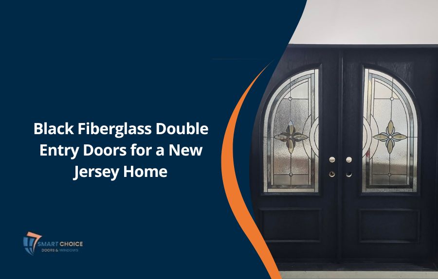 Black Fiberglass Double Entry Doors for a New Jersey Home