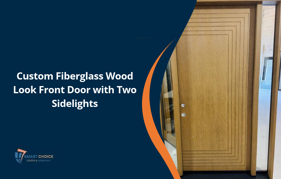 Custom Fiberglass Wood Look Front Door with Two Sidelights